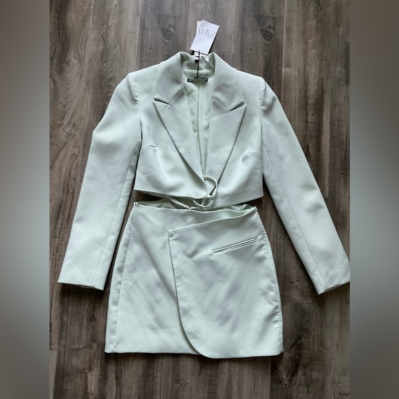 Mint green cut out blazer dress from zara brand NEW - Picture 5 of 7
